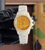 Japan Grade Rolex Daytona 43mm Watch in Yellow Dial White Ceramic Case